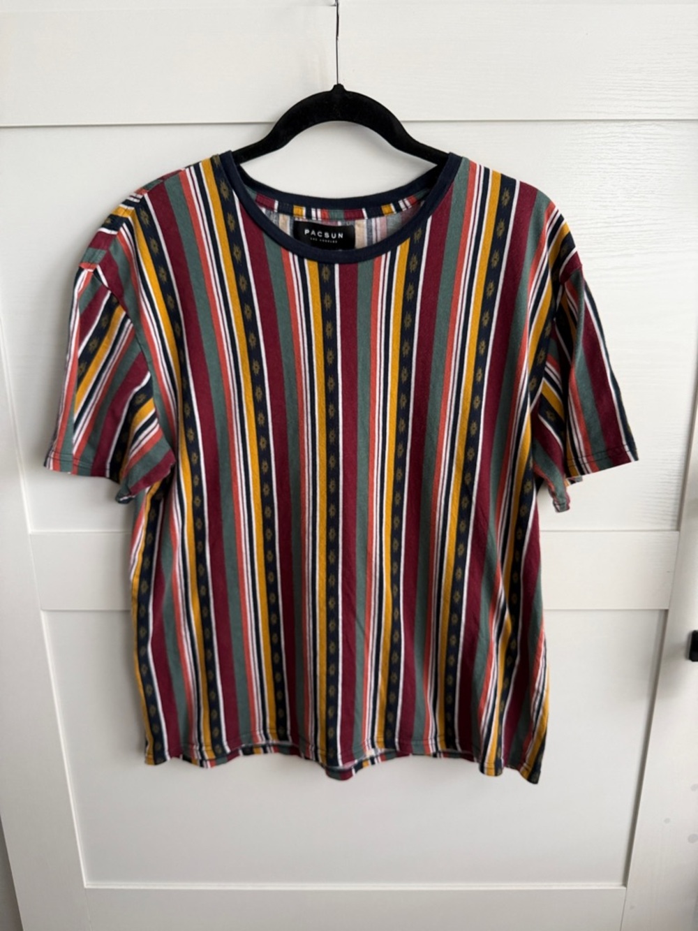 PacSun Striped Short Sleeve Tee in Maroon, Navy & Mustard